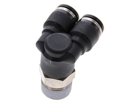 8mm x R3/8'' Y Push-in Fitting with Male Threads Brass/PBT NBR Rotatable