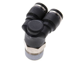 8mm x R3/8'' Y Push-in Fitting with Male Threads Brass/PBT NBR Rotatable