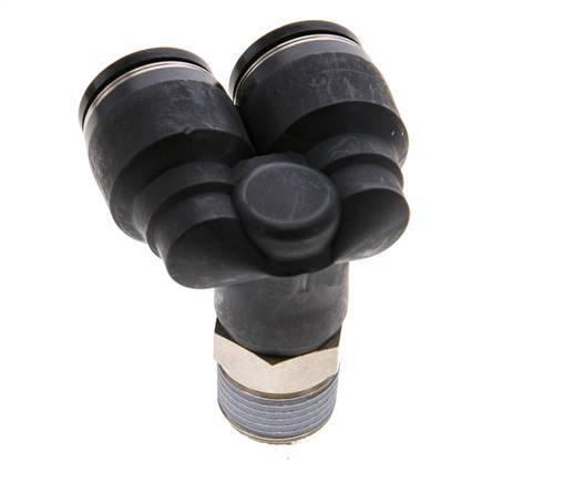 12mm x R3/8'' Y Push-in Fitting with Male Threads Brass/PBT NBR Rotatable