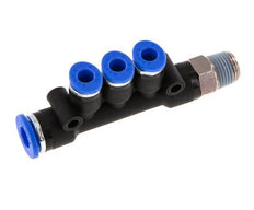 4mm x 6mm x R1/8'' 3-Wege-Verteiler-Steckverschraubung mit Außengewinde Messing/PA 66 NBR drehbar