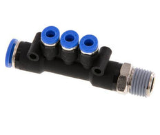 4mm x 8mm x R1/4'' 3-Wege-Verteiler-Steckverschraubung mit Außengewinde Messing/PA 66 NBR drehbar