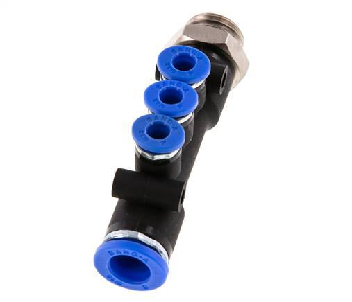 4mm x 8mm x G1/4'' 3-Wege-Verteiler-Steckverschraubung mit Außengewinde Messing/PA 66 NBR drehbar