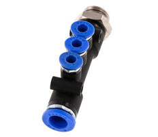 4mm x 8mm x G1/4'' 3-Wege-Verteiler-Steckverschraubung mit Außengewinde Messing/PA 66 NBR drehbar