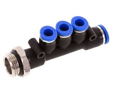 6mm x 8mm x G3/8'' 3-Wege-Verteiler-Steckverschraubung mit Außengewinde Messing/PA 66 NBR drehbar
