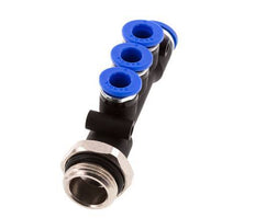 6mm x 8mm x G3/8'' 3-Wege-Verteiler-Steckverschraubung mit Außengewinde Messing/PA 66 NBR drehbar