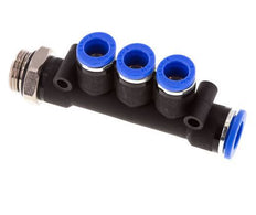 8mm x 10mm x G3/8'' 3-Wege-Verteiler-Steckverschraubung mit Außengewinde Messing/PA 66 NBR drehbar