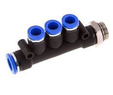 8mm x 10mm x G3/8'' 3-Wege-Verteiler-Steckverschraubung mit Außengewinde Messing/PA 66 NBR drehbar