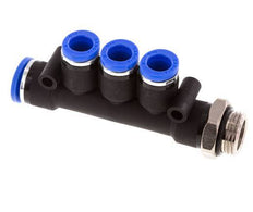 8mm x 10mm x G3/8'' 3-Wege-Verteiler-Steckverschraubung mit Außengewinde Messing/PA 66 NBR drehbar
