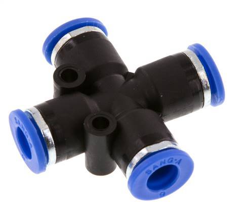 6mm Cross Push-in Fitting PA 66 NBR [2 Pieces]