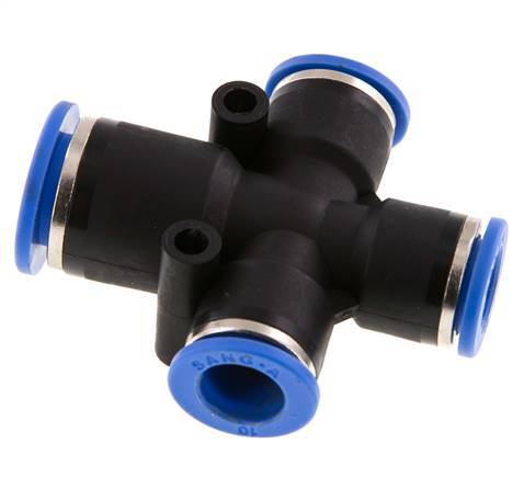 10mm x 12mm Cross Push-in Fitting PA 66 NBR 3 Outlets