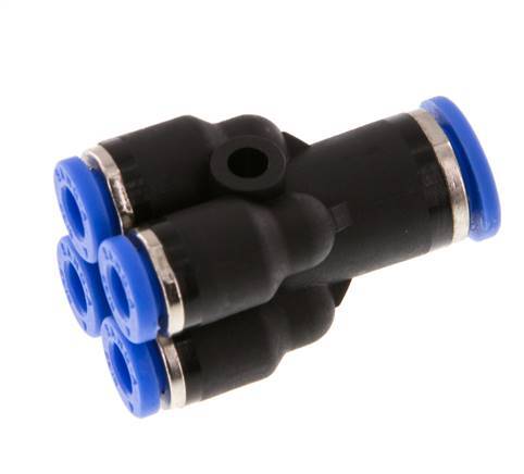 4mm x 6mm 4-Wege Y-Verteiler Steckverschraubung Messing/PA 66 NBR [2 Stück]