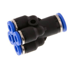 4mm x 6mm 4-Wege Y-Verteiler Steckverschraubung Messing/PA 66 NBR [2 Stück]