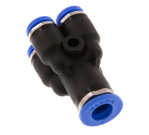 4mm x 6mm 4-Wege Y-Verteiler Steckverschraubung Messing/PA 66 NBR [2 Stück]