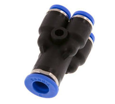 4mm x 6mm 4-Wege Y-Verteiler Steckverschraubung Messing/PA 66 NBR [2 Stück]