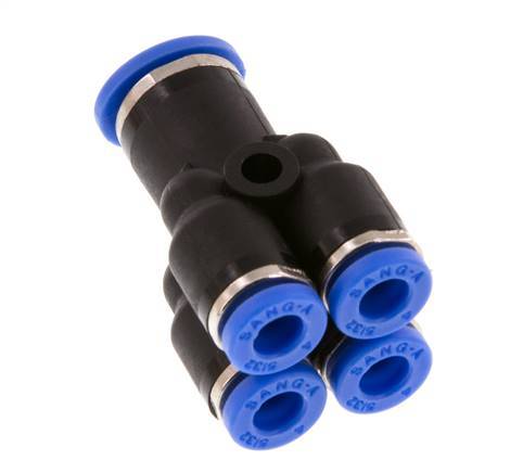 4mm x 6mm 4-Wege Y-Verteiler Steckverschraubung Messing/PA 66 NBR [2 Stück]