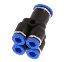 4mm x 6mm 4-Wege Y-Verteiler Steckverschraubung Messing/PA 66 NBR [2 Stück]