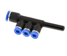 4mm x 6mm x 6mm 3-Wege-Verteiler-Steckverschraubung mit Steckanschluss Messing/PA 66 NBR