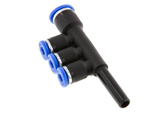 4mm x 6mm x 6mm 3-Wege-Verteiler-Steckverschraubung mit Steckanschluss Messing/PA 66 NBR