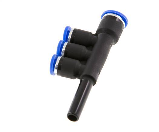 4mm x 6mm x 6mm 3-Wege-Verteiler-Steckverschraubung mit Steckanschluss Messing/PA 66 NBR