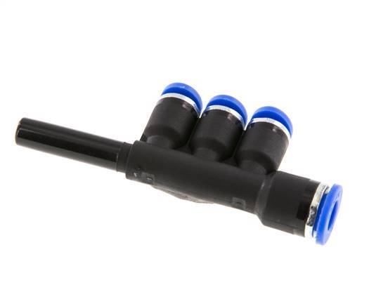 4mm x 6mm x 6mm 3-Wege-Verteiler-Steckverschraubung mit Steckanschluss Messing/PA 66 NBR