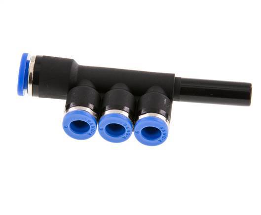 6mm x 8mm x 8mm 3-Wege-Verteiler-Steckverschraubung mit Steckanschluss Messing/PA 66 NBR