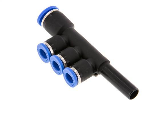 6mm x 8mm x 8mm 3-Wege-Verteiler-Steckverschraubung mit Steckanschluss Messing/PA 66 NBR