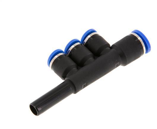 6mm x 8mm x 8mm 3-Wege-Verteiler-Steckverschraubung mit Steckanschluss Messing/PA 66 NBR