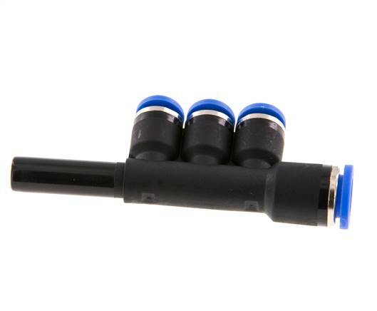 6mm x 8mm x 8mm 3-Wege-Verteiler-Steckverschraubung mit Steckanschluss Messing/PA 66 NBR