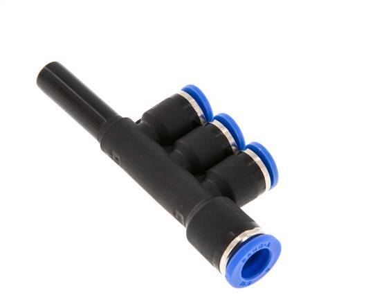 6mm x 8mm x 8mm 3-Wege-Verteiler-Steckverschraubung mit Steckanschluss Messing/PA 66 NBR