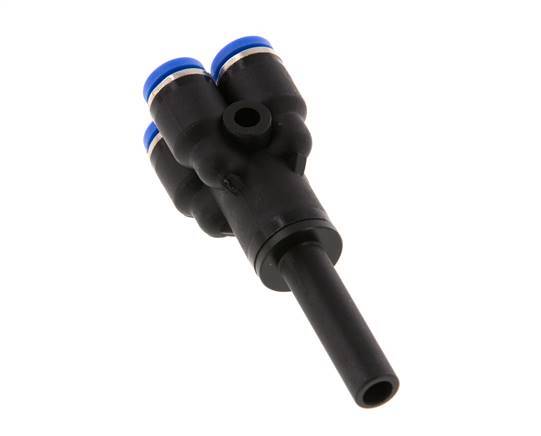 4mm x 6mm 4-Wege-Y-Verteiler-Steckverschraubung mit Steckanschluss Messing/PA 66 NBR