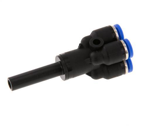 4mm x 6mm 4-Wege-Y-Verteiler-Steckverschraubung mit Steckanschluss Messing/PA 66 NBR