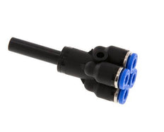 4mm x 6mm 4-Wege-Y-Verteiler-Steckverschraubung mit Steckanschluss Messing/PA 66 NBR