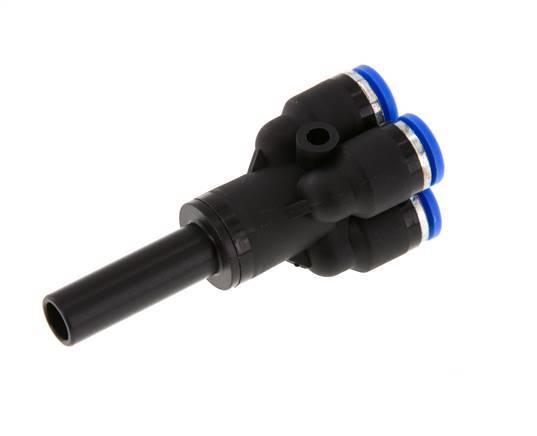 6mm x 8mm 4-Wege-Y-Verteiler-Steckverschraubung mit Steckanschluss Messing/PA 66 NBR