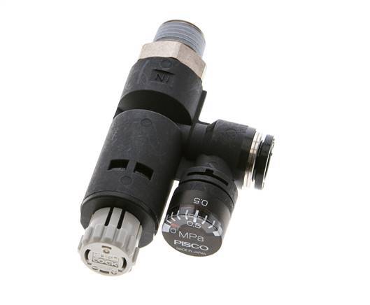 Pneumatischer Druckregler 8mm - R1/4'' mit Manometer