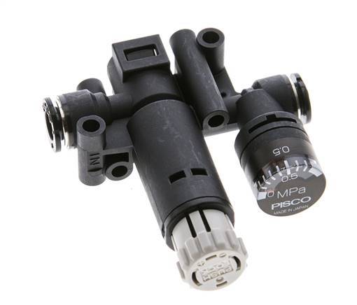 Pneumatischer Druckregler 6mm mit Manometer