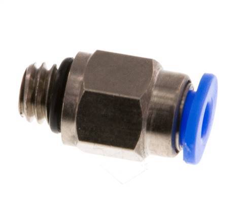 3mm x M 6 Push-in Fitting with Male Threads Brass/POM NBR Compact Design [2 Pieces]