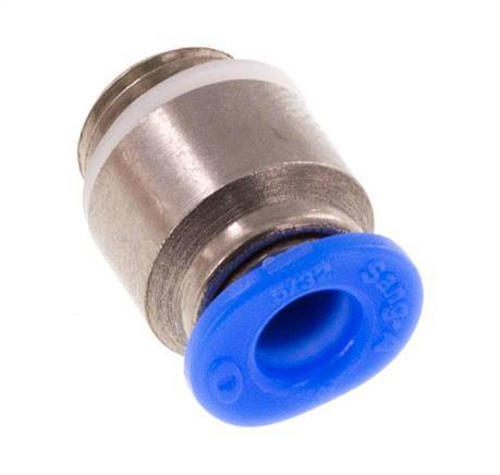 4mm x M 8 x 0.75 Push-in Fitting with Male Threads Brass/POM NBR Inner Hexagon Compact Design [5 Pieces]