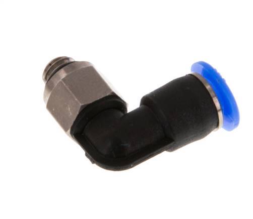 4mm x M 5 90Grad Winkel-Steckverschraubung mit Außengewinde Messing/PBT NBR kurze Hülse drehbar kompaktes Design [2 Stück]