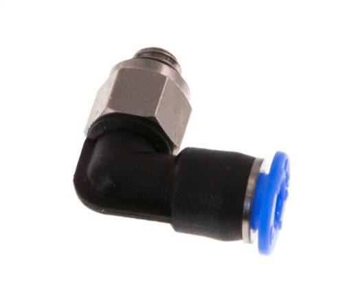 4mm x M 5 90deg Elbow Push-in Fitting with Male Threads Brass/PBT NBR Short Sleeve Rotatable Compact Design [2 Pieces]