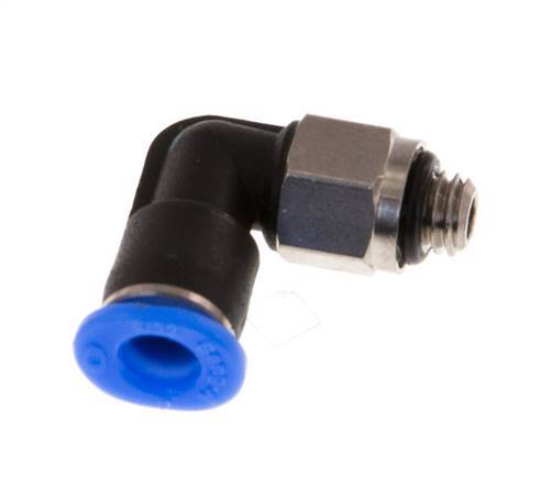 4mm x M 5 90Grad Winkel-Steckverschraubung mit Außengewinde Messing/PBT NBR kurze Hülse drehbar kompaktes Design [2 Stück]