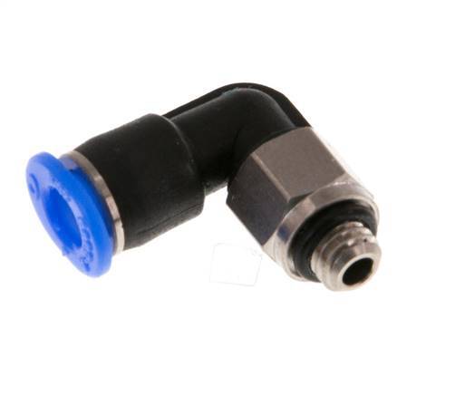 4mm x M 5 90Grad Winkel-Steckverschraubung mit Außengewinde Messing/PBT NBR kurze Hülse drehbar kompaktes Design [2 Stück]