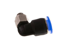 6mm x M 5 90Grad Winkel-Steckverschraubung mit Außengewinde Messing/PBT NBR kurze Hülse drehbar kompaktes Design [2 Stück]