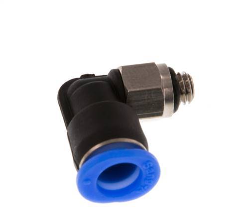 6mm x M 5 90Grad Winkel-Steckverschraubung mit Außengewinde Messing/PBT NBR kurze Hülse drehbar kompaktes Design [2 Stück]