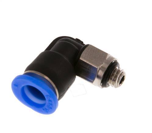 6mm x M 5 90Grad Winkel-Steckverschraubung mit Außengewinde Messing/PBT NBR kurze Hülse drehbar kompaktes Design [2 Stück]