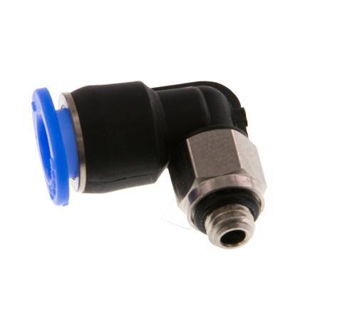 6mm x M 5 90Grad Winkel-Steckverschraubung mit Außengewinde Messing/PBT NBR kurze Hülse drehbar kompaktes Design [2 Stück]