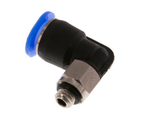 6mm x M 5 90Grad Winkel-Steckverschraubung mit Außengewinde Messing/PBT NBR kurze Hülse drehbar kompaktes Design [2 Stück]