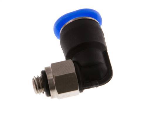 6mm x M 5 90Grad Winkel-Steckverschraubung mit Außengewinde Messing/PBT NBR kurze Hülse drehbar kompaktes Design [2 Stück]