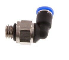 3mm x M 6 90° Winkel-Steckverschraubung mit Außengewinde Messing/PBT NBR kurze Hülse drehbar kompaktes Design [2 Stück]