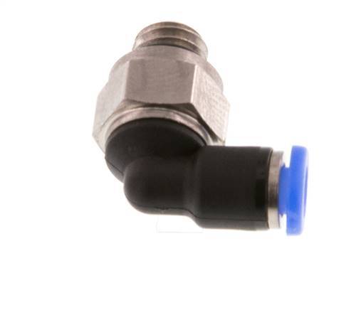 3mm x M 6 90° Winkel-Steckverschraubung mit Außengewinde Messing/PBT NBR kurze Hülse drehbar kompaktes Design [2 Stück]
