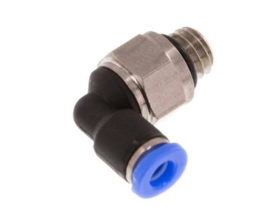 3mm x M 6 90° Winkel-Steckverschraubung mit Außengewinde Messing/PBT NBR kurze Hülse drehbar kompaktes Design [2 Stück]